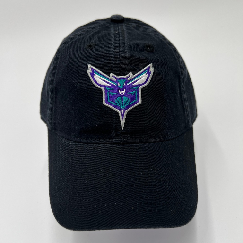 NBA Charlotte Hornets Dad Hat Black Purple Underbrim Adjustable Strapback Cap